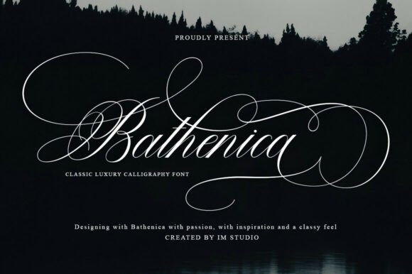 Bathenica Font: Elegant Script for Handmade Labels